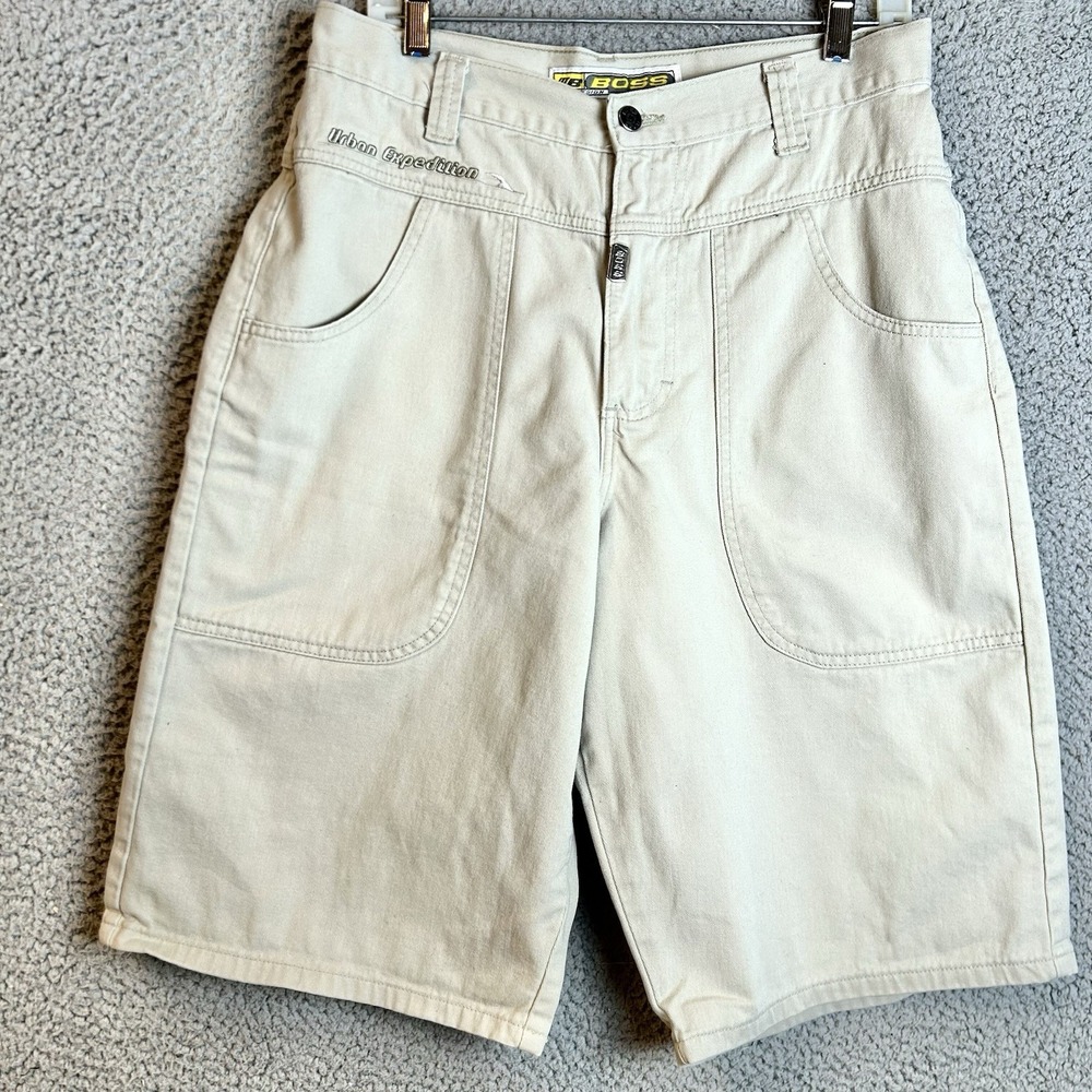 Vintage Denim BOSS Baggy Wide Jean Shorts Size 31 Inseam 12" Urban Expedition